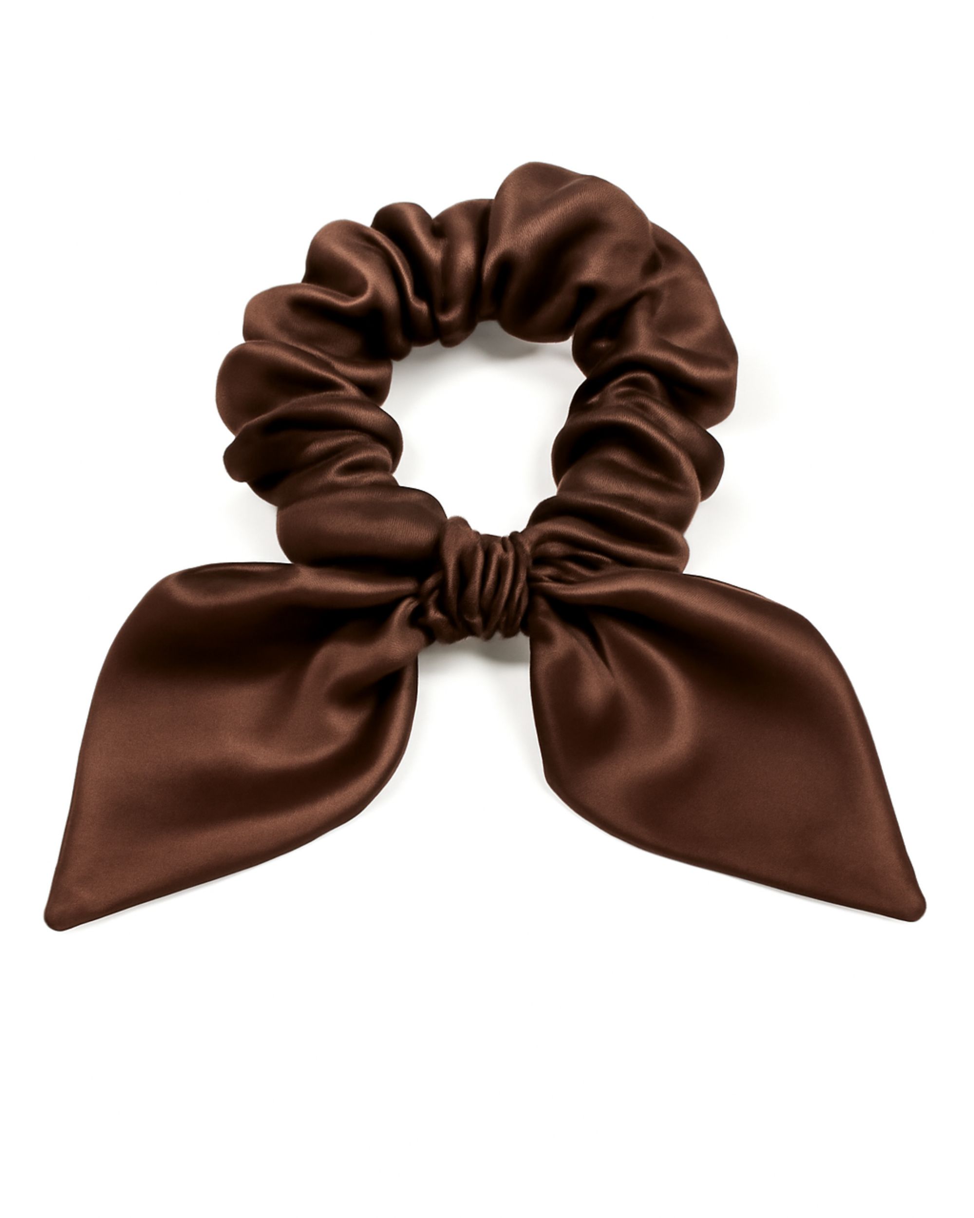 Jedwabna gumka z uszami - dark chocolate