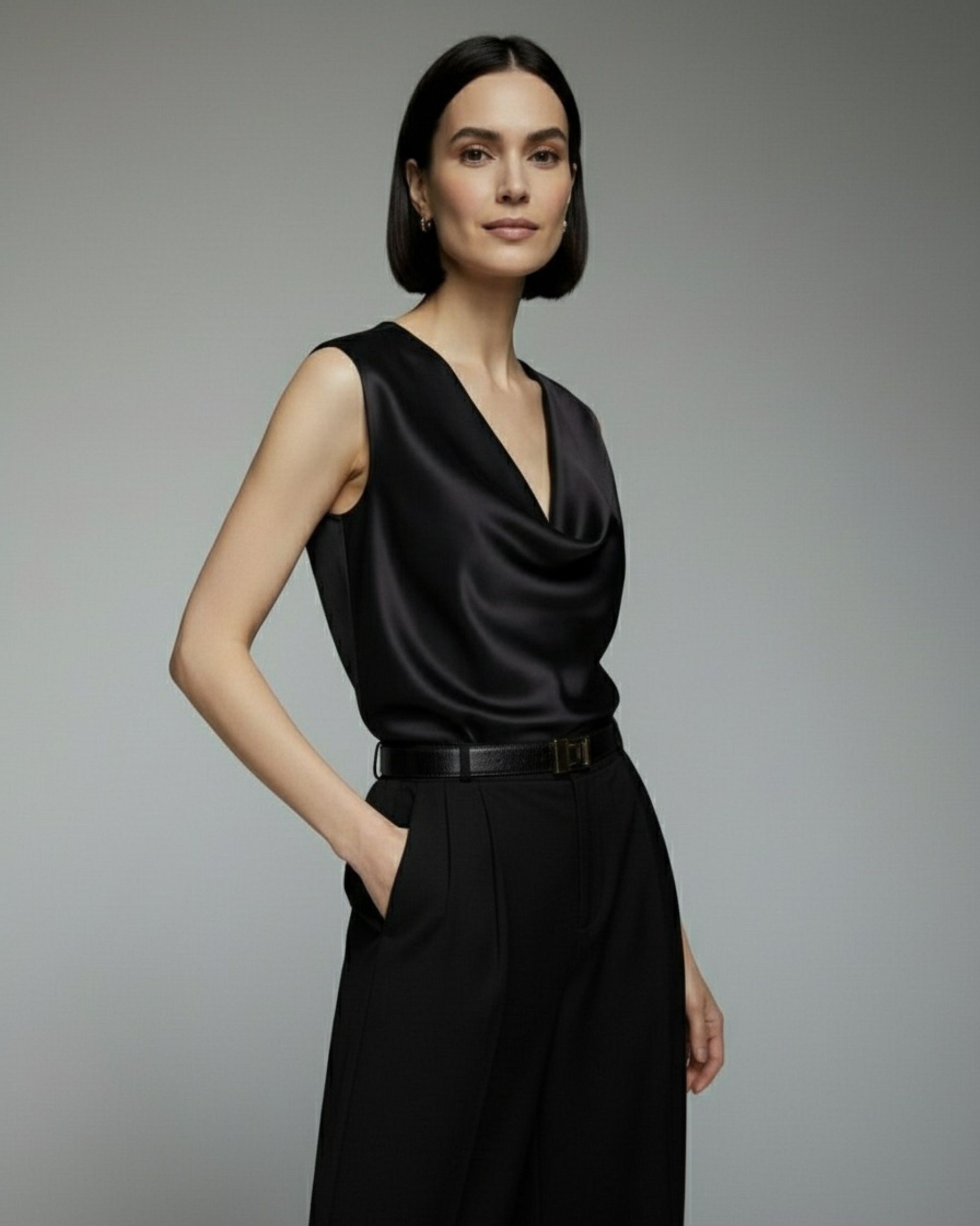 Jedwabna bluzka Cleo - czarna