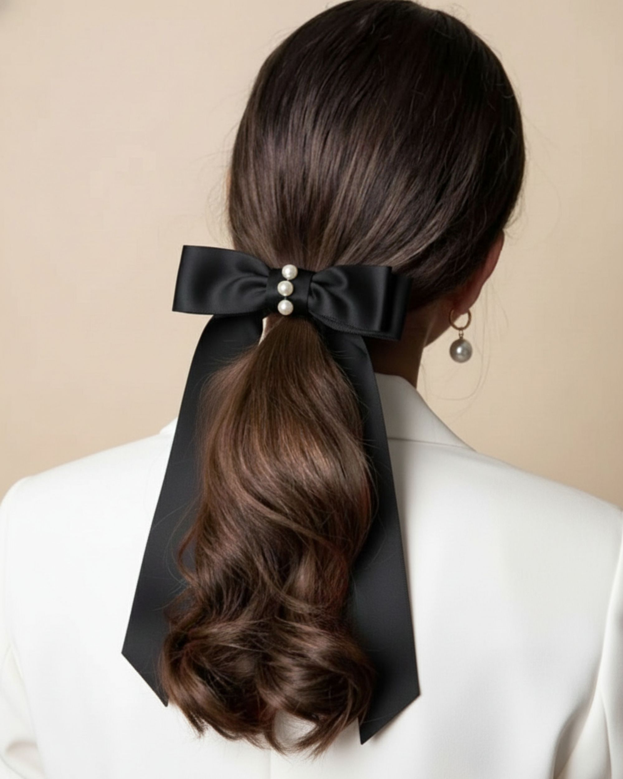 Jedwabna kokardka DAISY - black