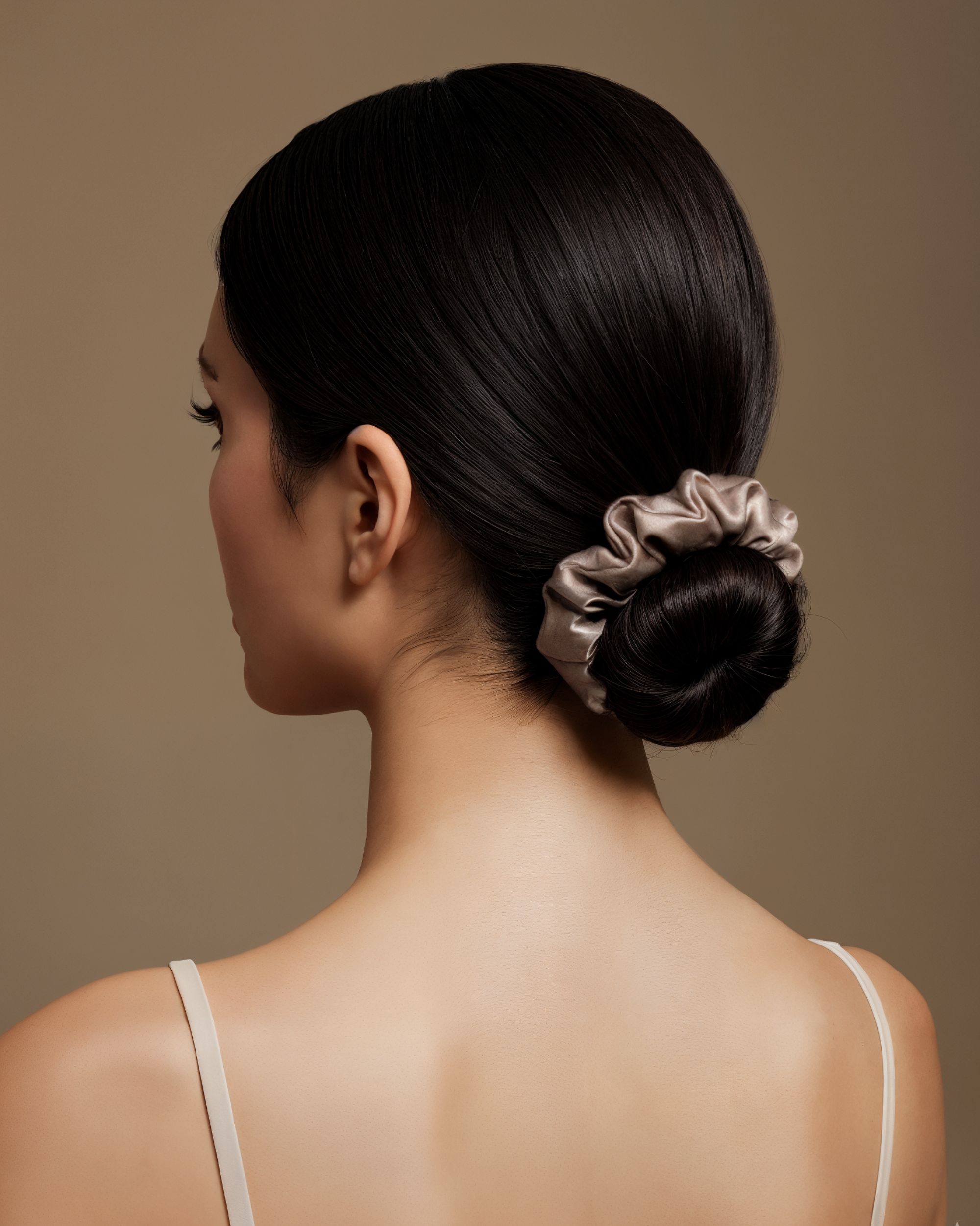 Silk midi scrunchie - taupe