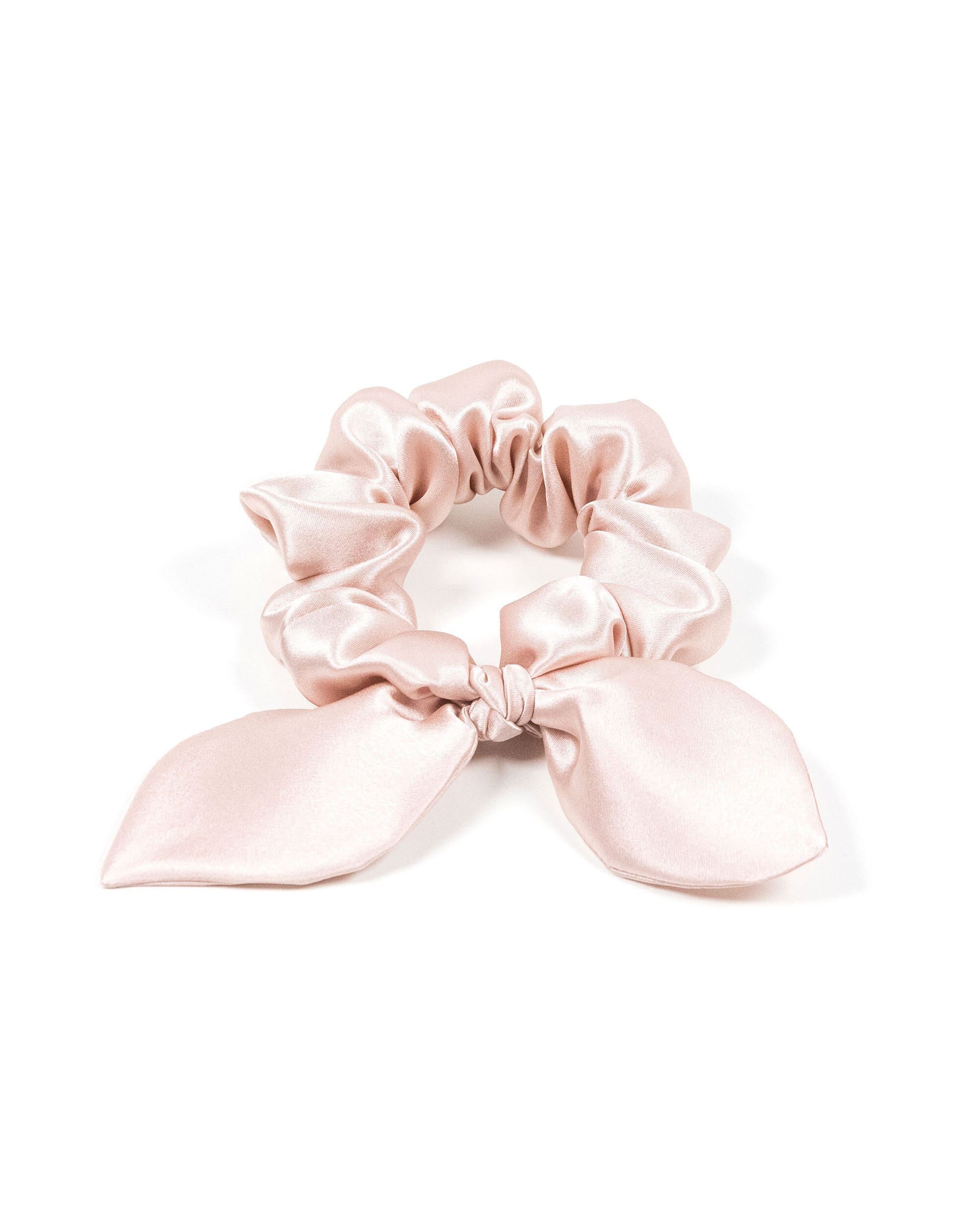Silk scrunchie with ears - light rose