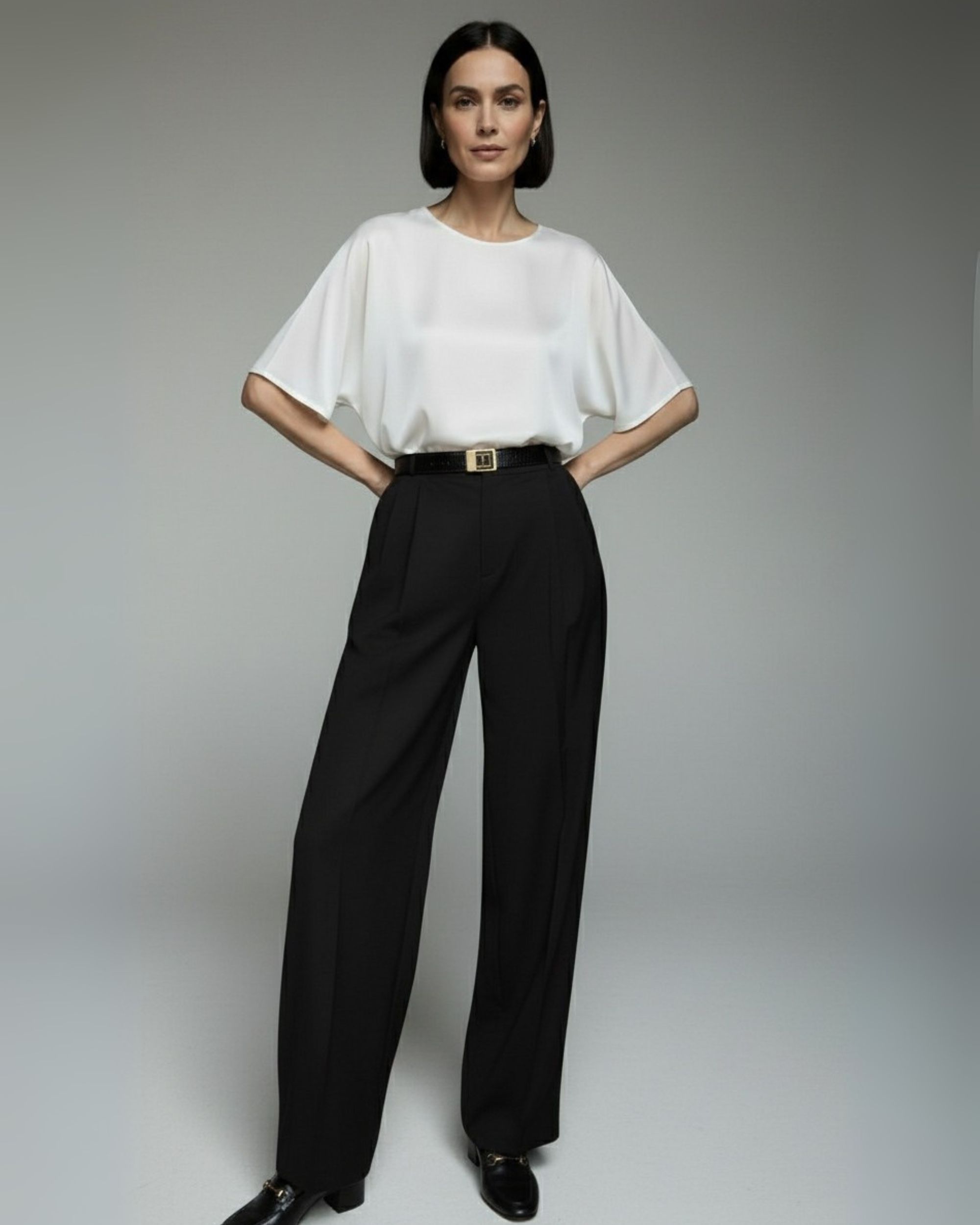 Jedwabny T-shirt Simple - ecru