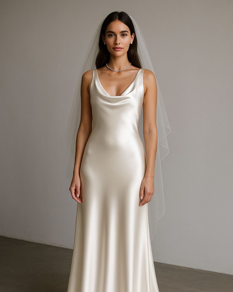 Jedwabna suknia DIANA ecru – pre order