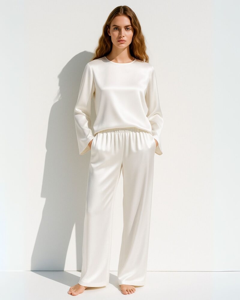 Jedwabny longsleeve Simple - ecru