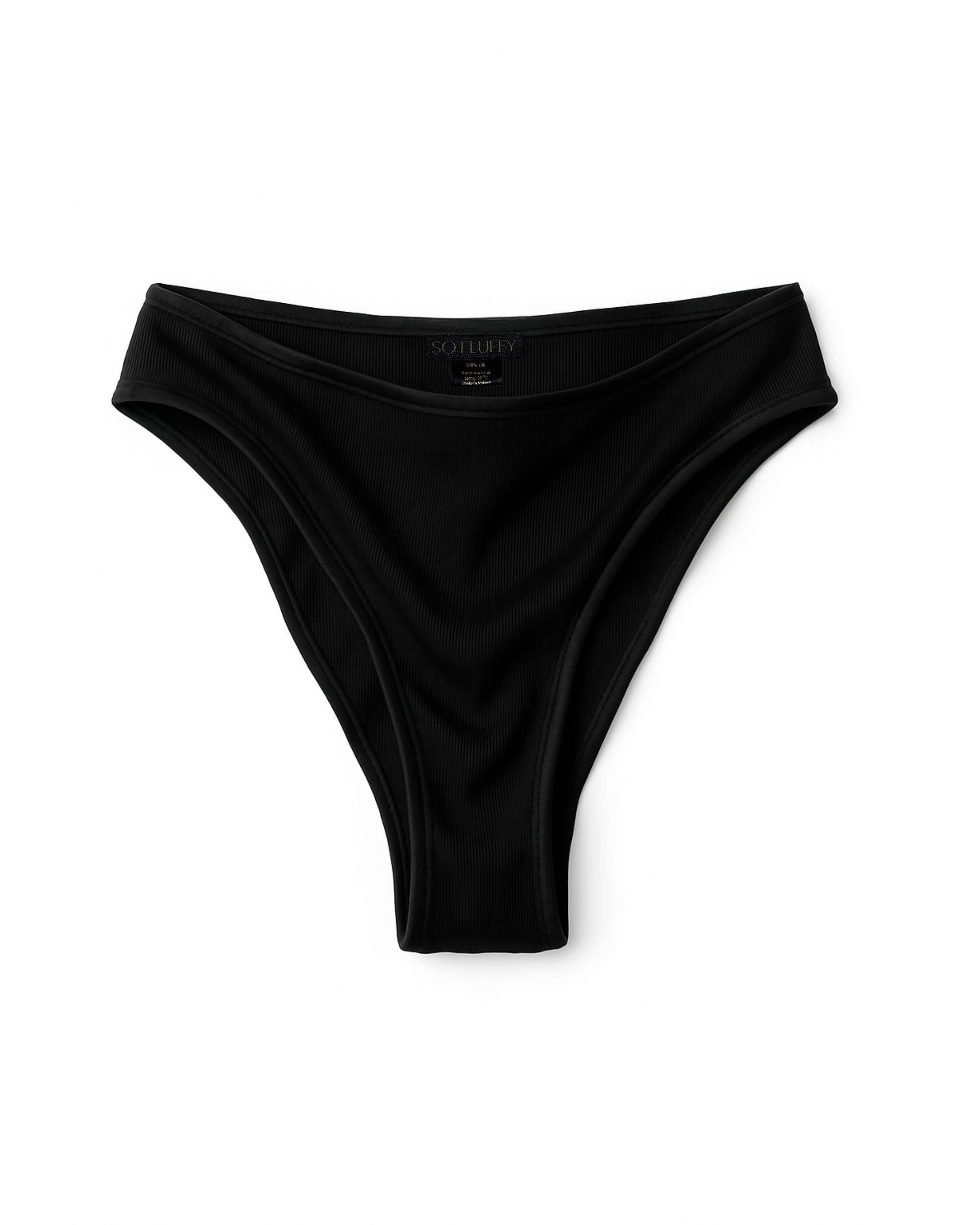 Silk ribbed knit briefs - black