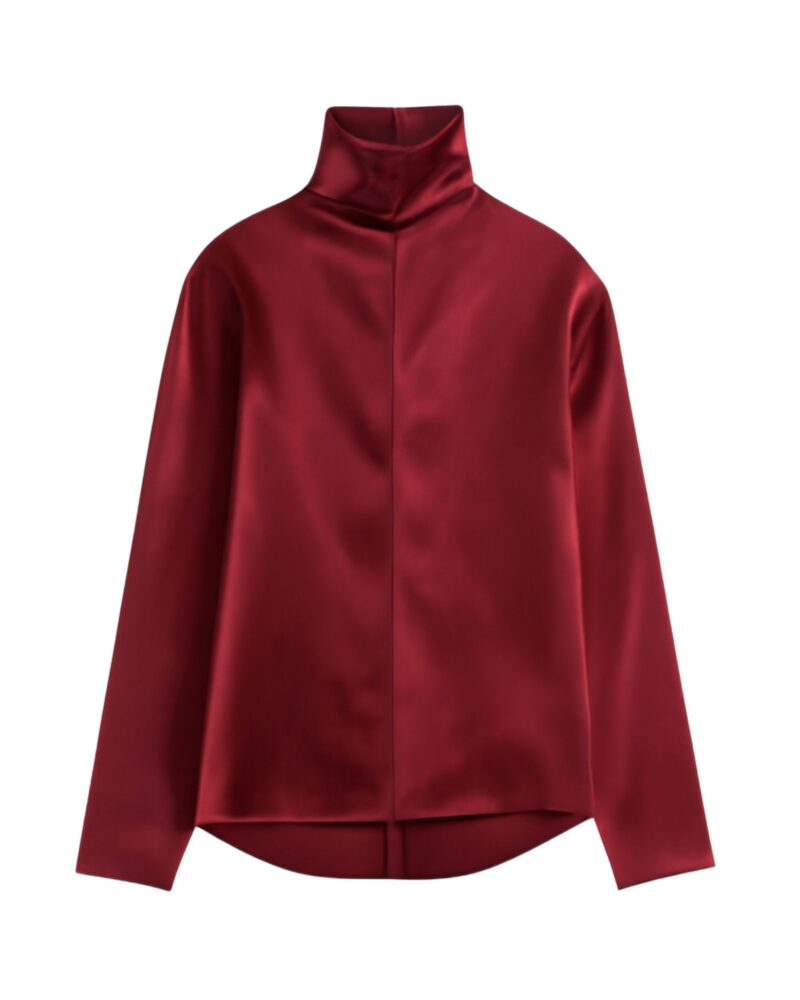 Jedwabna bluzka z luźnym dekoltem  - burgundy