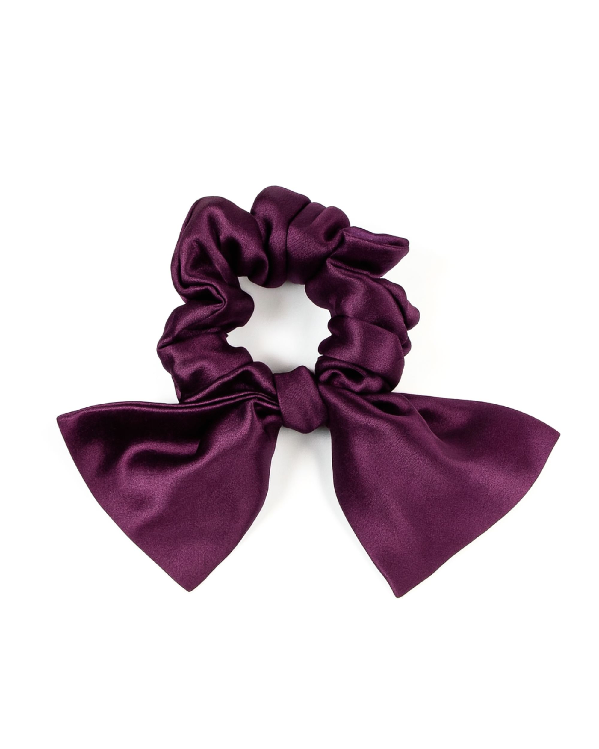 Jedwabna gumka z kokardką - śliwka