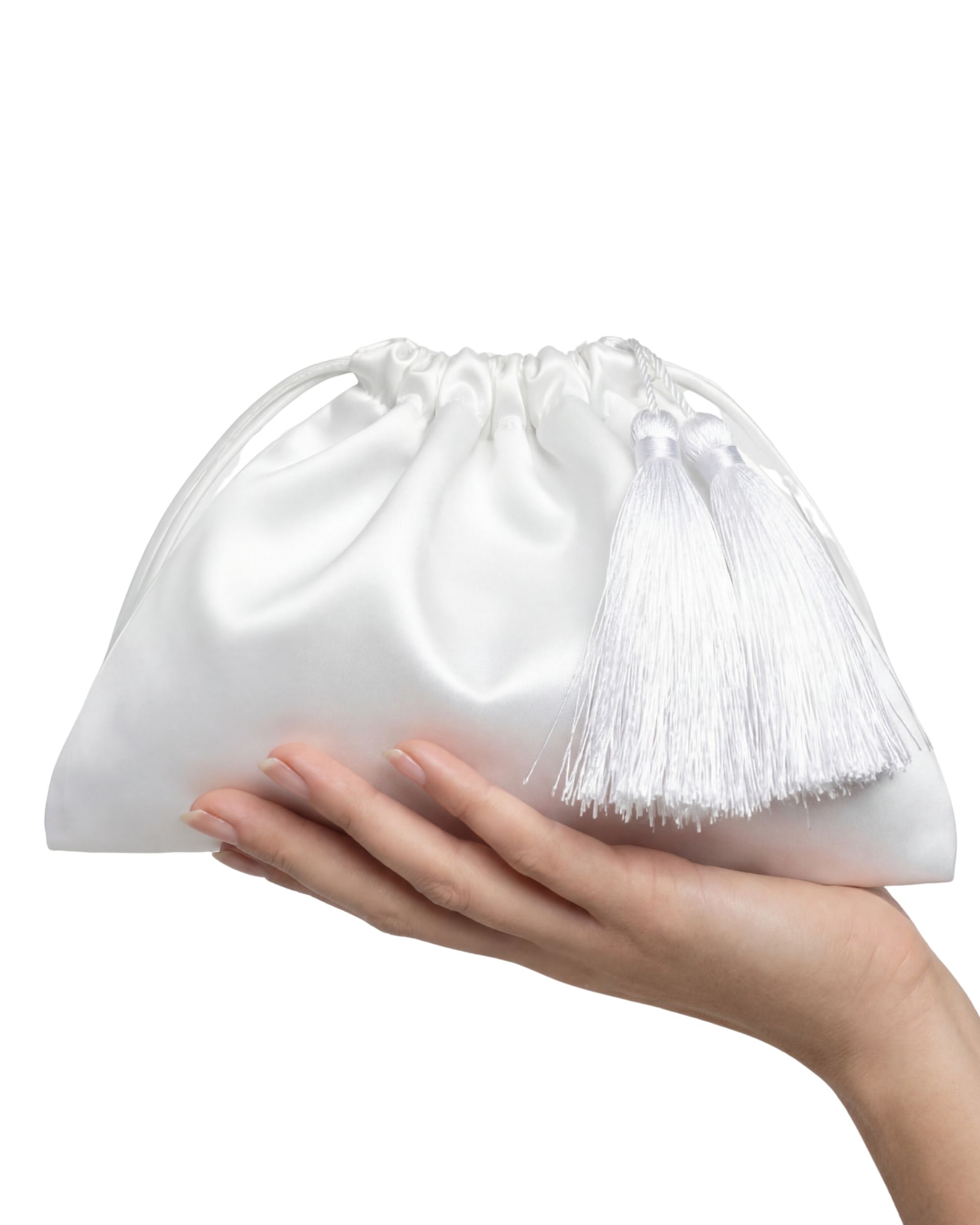 Jedwabna satynowa torebka Essential – ecru