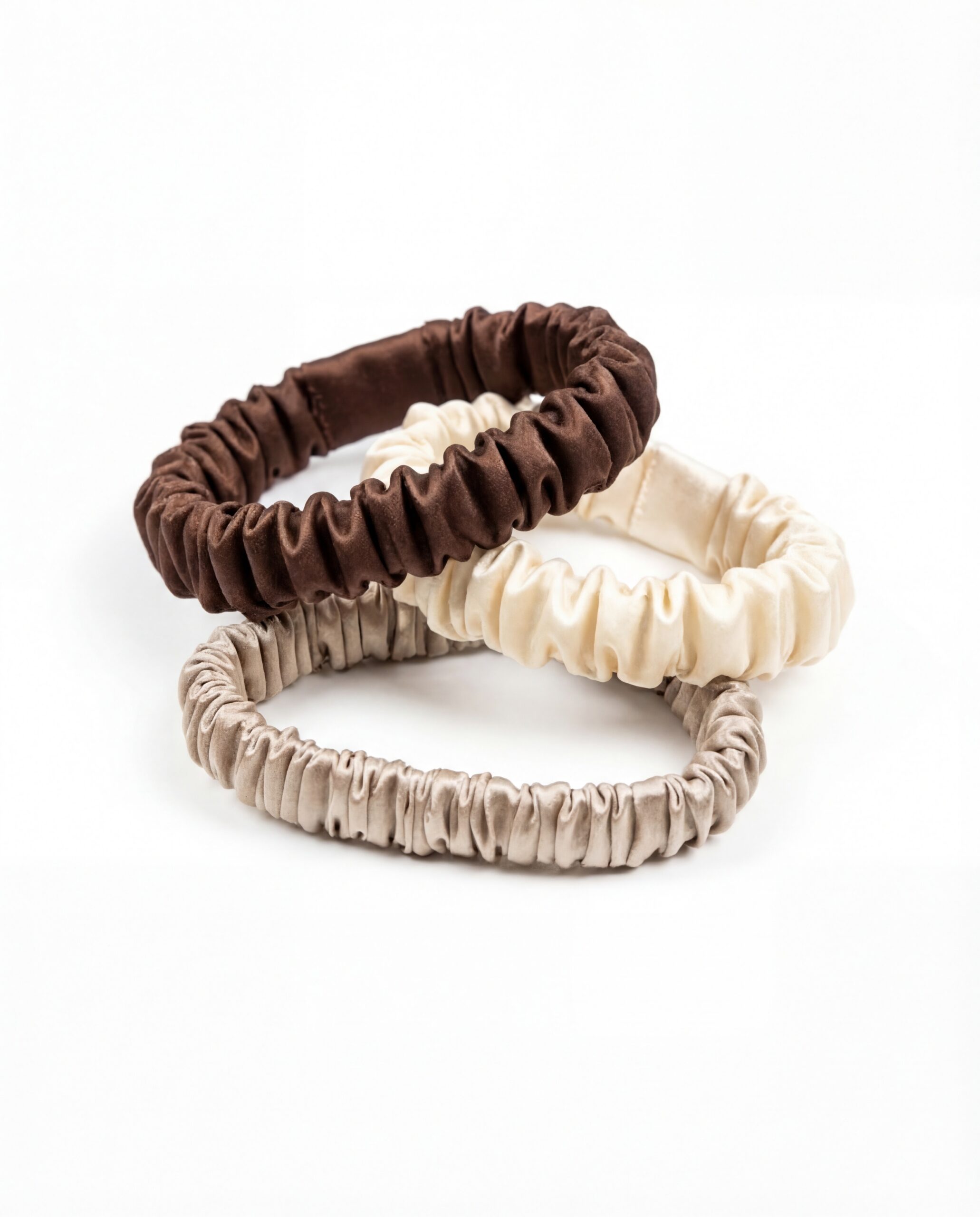 Zestaw jedwabnych gumek mini - czarna, ecru, szampańska (Kopia)