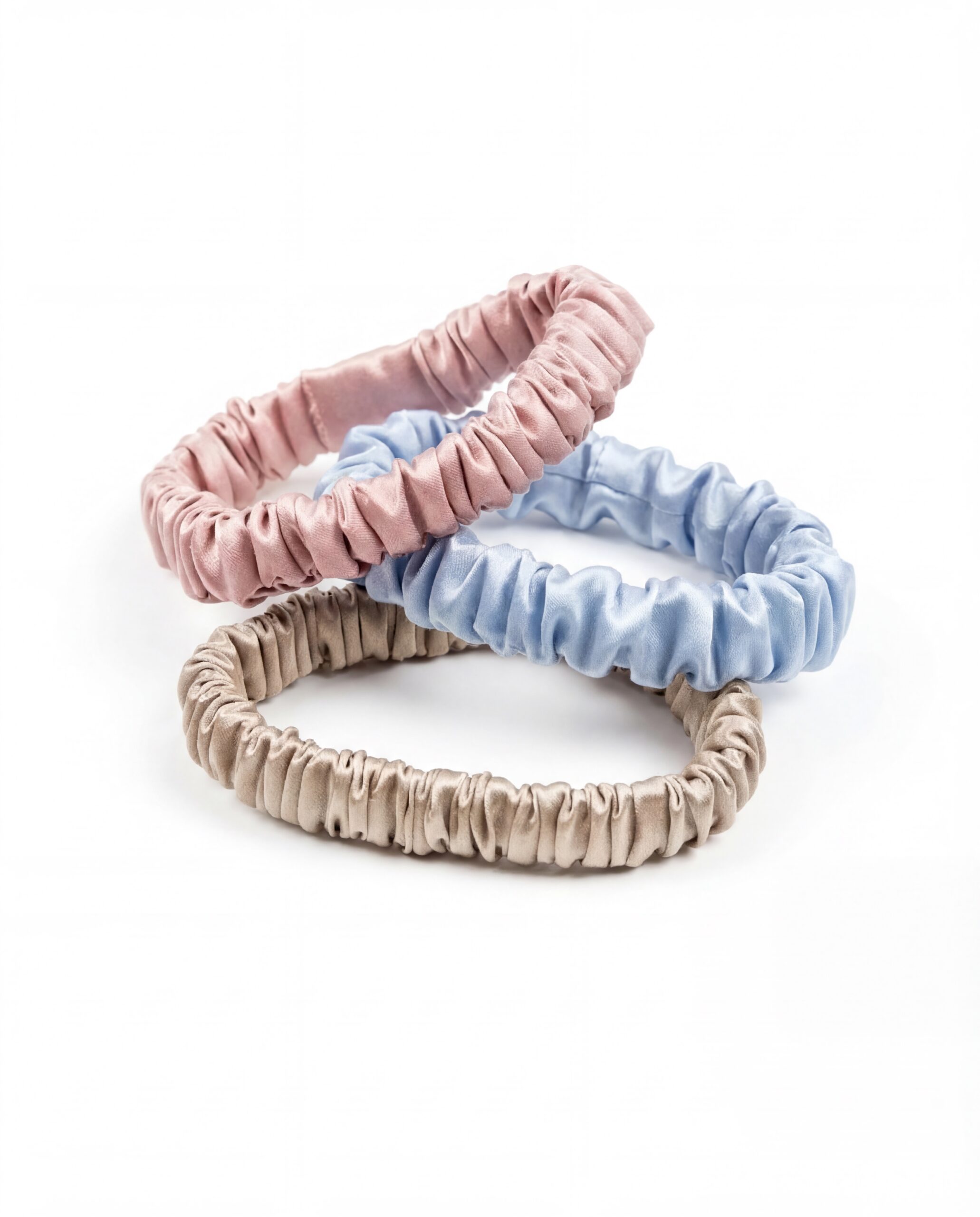 Zestaw jedwabnych gumek mini - czarna, ecru, szampańska (Kopia) (Kopia)